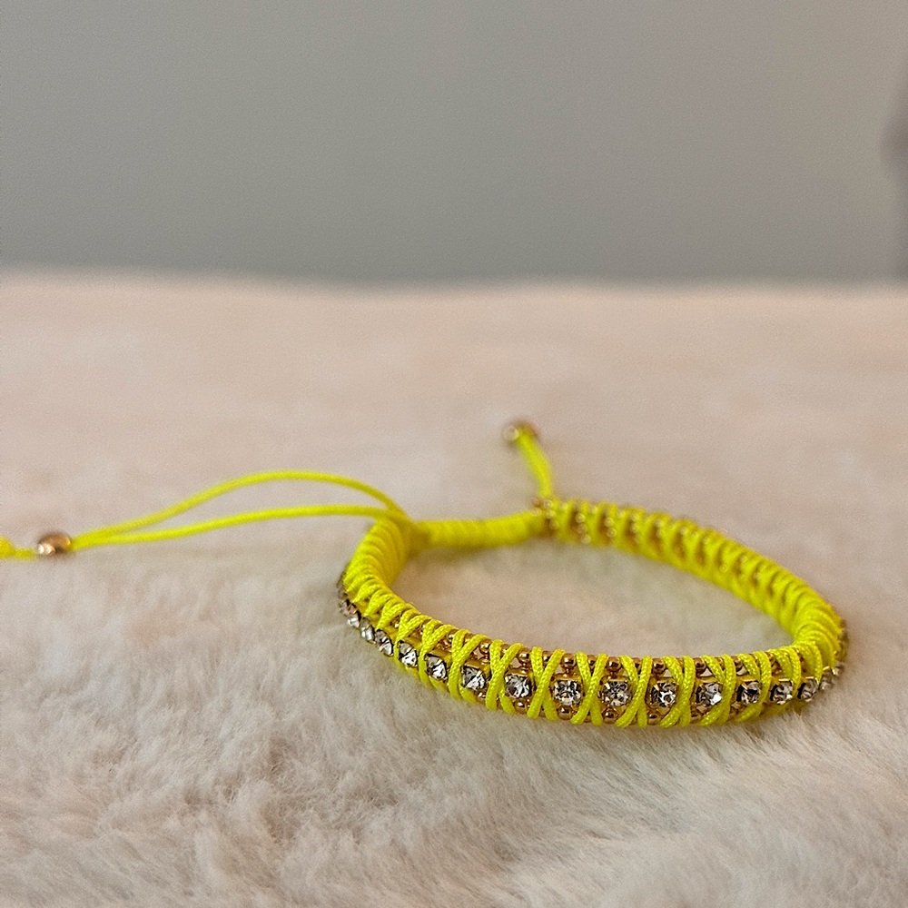 Chartreuse adjustable bracelet with gold accents